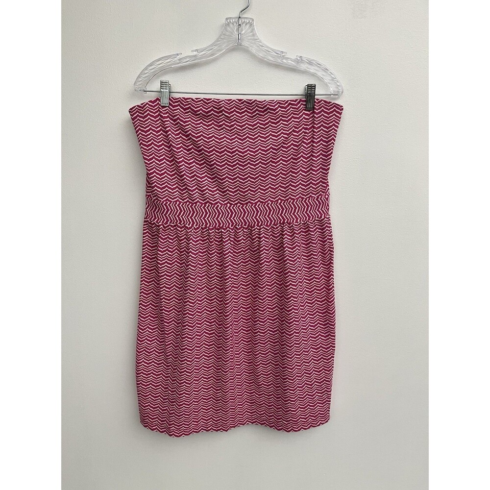 Vineyard Vines Women’s Whale Tail Chevron Pink Strapless Dress Size L